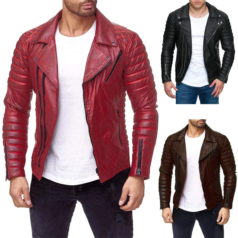 2021 New Trend Men 's PU Leather Jacket Personality Motorcycle Slim Jackets Coats
2021 New Trend Men 's PU Leather Jacket Personality Motorcycle Slim Jackets Coats