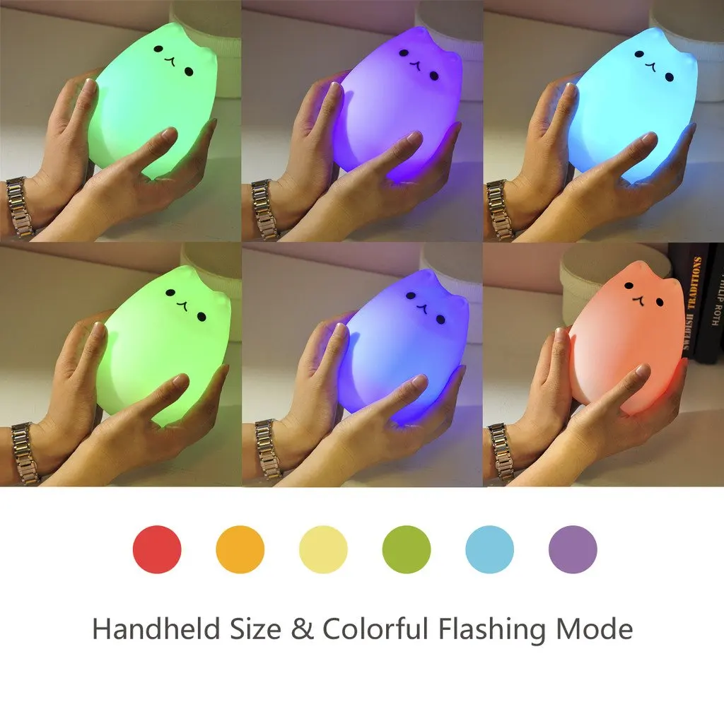 Cute Cat LED Night Light Silicone Touch Sensor Colorful Night Lamp Kids Baby Bedroom Desktop Decor Ornaments Battery USB Charge
Cute Cat LED Night Light Silicone Touch Sensor Colorful Night Lamp Kids Baby Bedroom Desktop Decor Ornaments Battery USB Charge