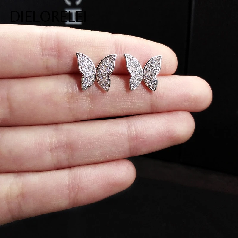 DIELORELEI 925 Sterling Silver Butterfly Crystal Stud Earrings Girls Minimalist Style Eliminates Metal Allergies Niche
DIELORELEI 925 Sterling Silver Butterfly Crystal Stud Earrings Girls Minimalist Style Eliminates Metal Allergies Niche