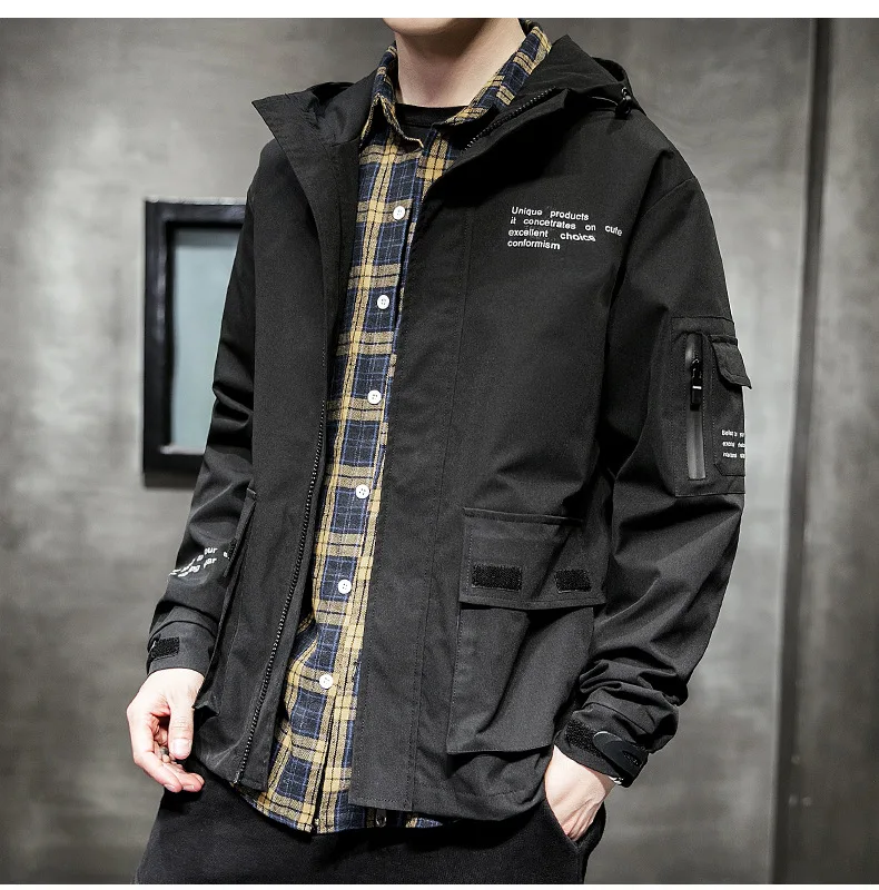 Men Hooded Long Sleeved Jacket Letters Printed Polyester Leisure Contracted Fashion
Men Hooded Long Sleeved Jacket Letters Printed Polyester Leisure Contracted Fashion