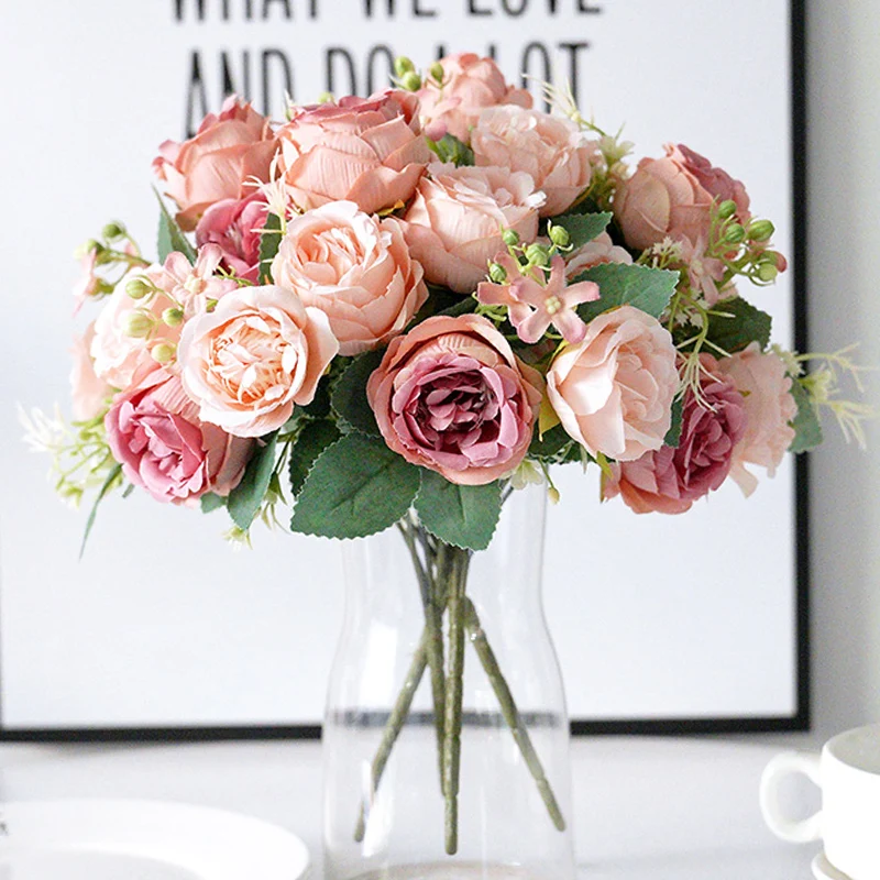 Pink Rose Artificial Silk Flowers for Home Decoration Accessories Wedding Scrapbook Box Arrangement Christmas Peony Fake Bouquet
Pink Rose Artificial Silk Flowers for Home Decoration Accessories Wedding Scrapbook Box Arrangement Christmas Peony Fake Bouquet