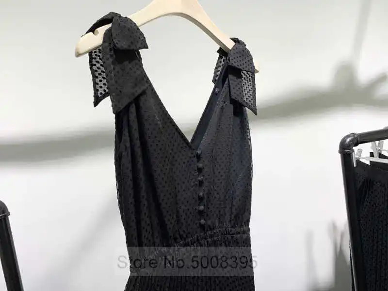 2021SS Woman Black Dot Decoration Sleeveless Tank Shoulder with Bow V-neck Pleated Midi Dress Fashion Elegant Dress
2021SS Woman Black Dot Decoration Sleeveless Tank Shoulder with Bow V-neck Pleated Midi Dress Fashion Elegant Dress