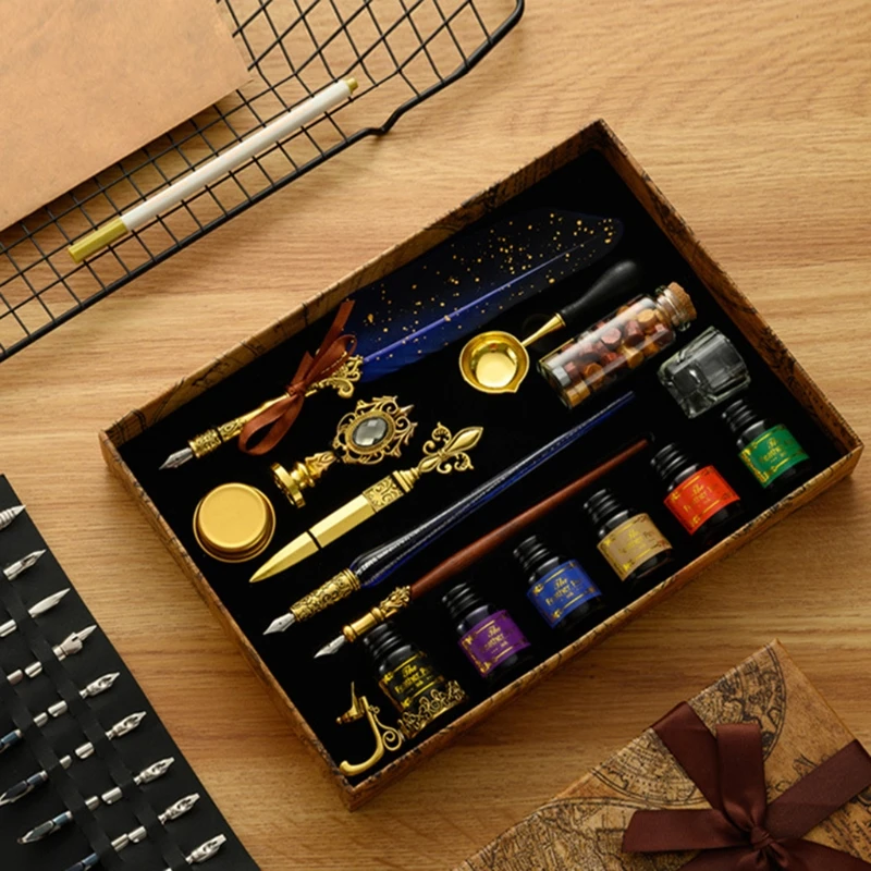 DXAB Exquisite Wood Dip Pen Wax Sticks Set Calligraphy Feather Pen Glass Dip Pen Wedding Invitations Letters Writing Supplies
DXAB Exquisite Wood Dip Pen Wax Sticks Set Calligraphy Feather Pen Glass Dip Pen Wedding Invitations Letters Writing Supplies