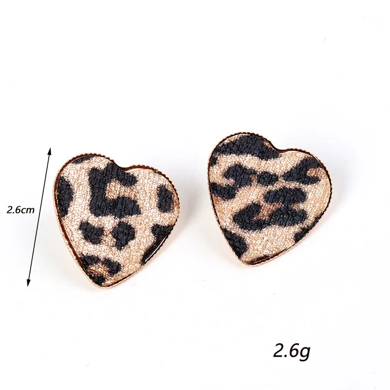 Женские серьги гвоздики в форме сердца с леопардовым принтом|Серьги-гвоздики| |