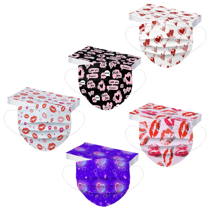 50/100pcs Fashion Valentine's Day Mouth Masks Printing Face Masks 3-layers Meltblown Cloth Breathable Adult Disposable Mascara
50/100pcs Fashion Valentine's Day Mouth Masks Printing Face Masks 3-layers Meltblown Cloth Breathable Adult Disposable Mascara
