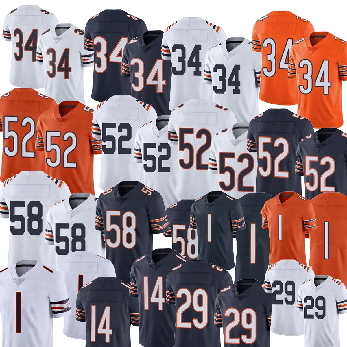 

Justin Fields Andy Dalton Chicago Tarik Cohen Walter Payton Khalil Mack Roquan Smith jersey