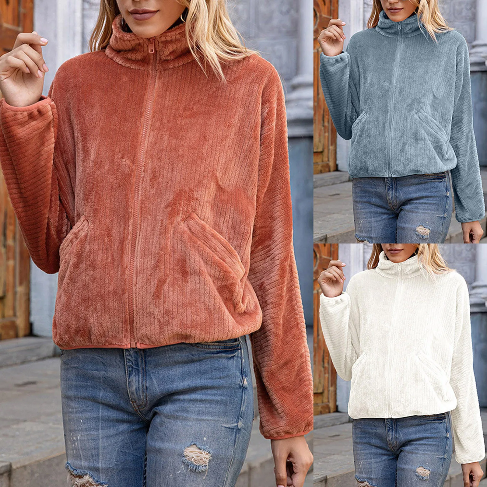 Winter Women Turtleneck Hoodie Full Zip Thicken Plush Long Sleeve Top Solid Color White Sweatshirt With Zipper Dropshipping 
Winter Women Turtleneck Hoodie Full Zip Thicken Plush Long Sleeve Top Solid Color White Sweatshirt With Zipper Dropshipping