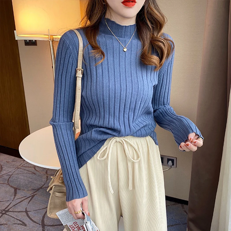 7 Colors New Spring Women Striped Knitted Turtleneck Sweater Tops Soft Cotton Solid Color Loose Long Sleeve Pullovers Jumpers 
7 Colors New Spring Women Striped Knitted Turtleneck Sweater Tops Soft Cotton Solid Color Loose Long Sleeve Pullovers Jumpers