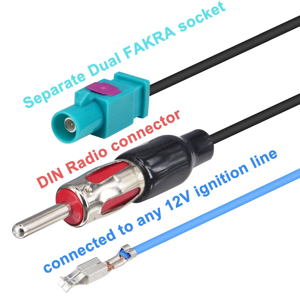 Автомобильный радиоадаптер кабель двойной Fakra Z разъем к разъему DIN 12 В + активного