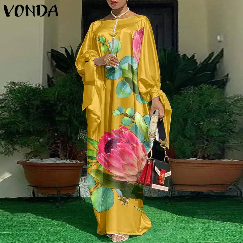 Spring Dress VONDA 2021 Women Elegant Long Sleeve Satin Slik Dress Vintage Floral Printed Bow Sundress Bohemian Vestidos
Spring Dress VONDA 2021 Women Elegant Long Sleeve Satin Slik Dress Vintage Floral Printed Bow Sundress Bohemian Vestidos