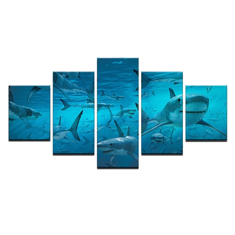 Modular Canvas Painting Wall Art 5 Panels Deep Sea Shark School Picture Living Room Bedside Mural Home Decoration Artwork Poster
Modular Canvas Painting Wall Art 5 Panels Deep Sea Shark School Picture Living Room Bedside Mural Home Decoration Artwork Poster