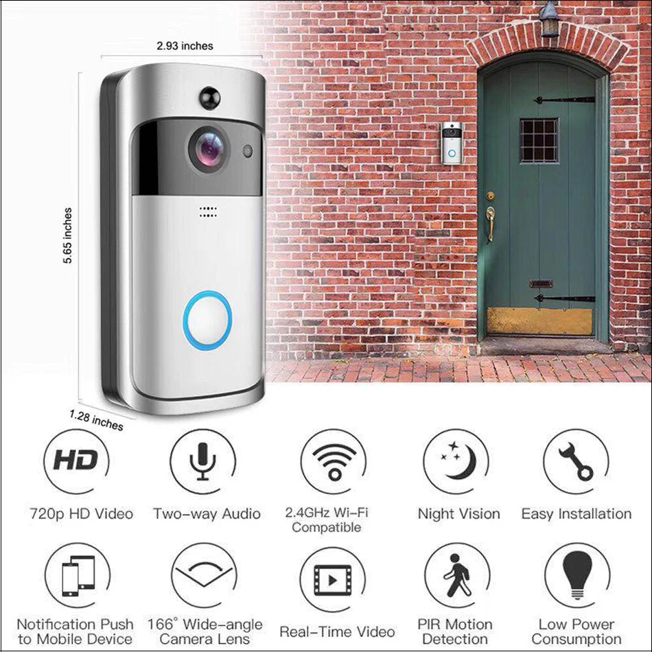 Smart Home V5 Wireless Camera V7 Video Doorbell 1080P HD WiFi Doorbell Home Security Smartphone Remote Monitoring Alarm Door
Smart Home V5 Wireless Camera V7 Video Doorbell 1080P HD WiFi Doorbell Home Security Smartphone Remote Monitoring Alarm Door