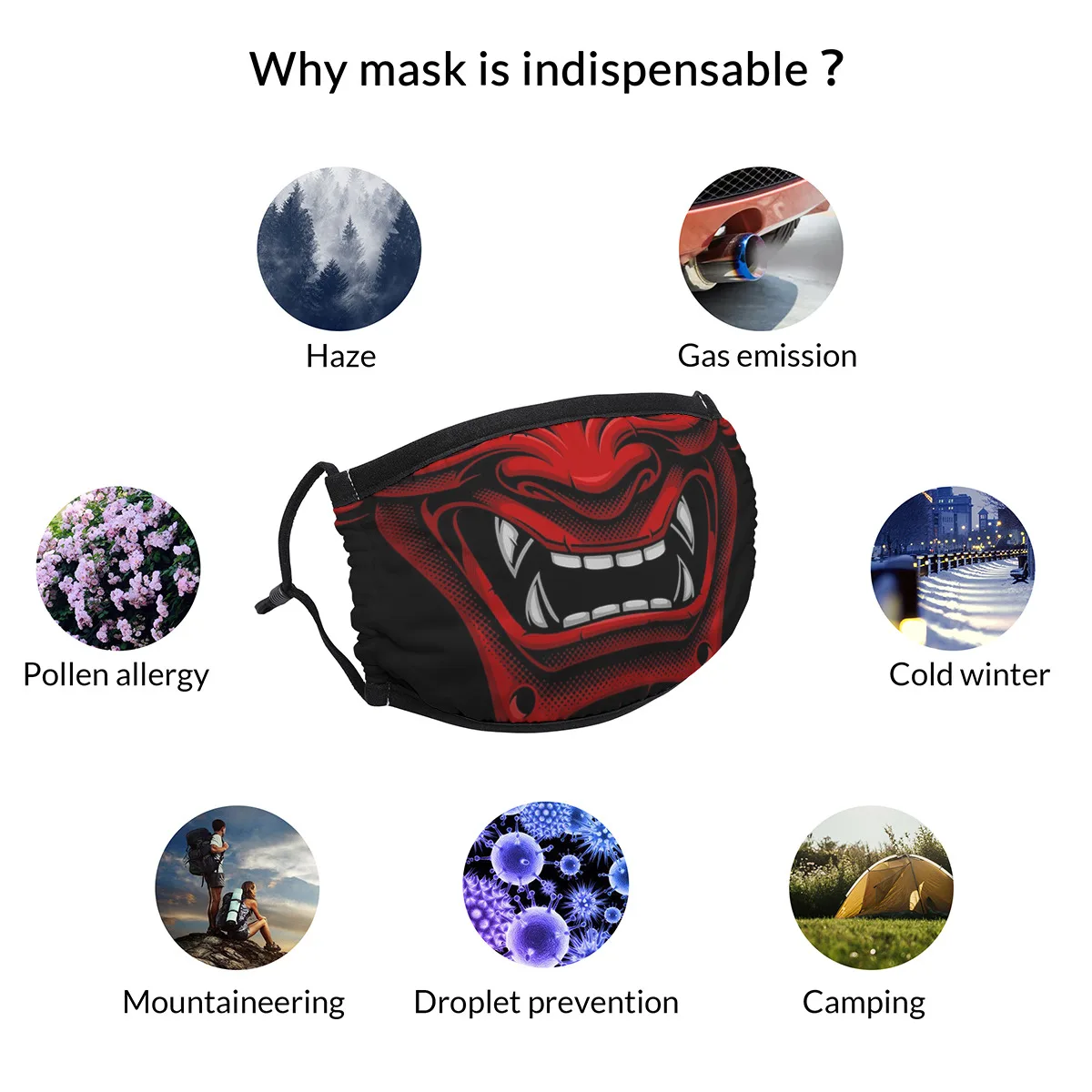 Japanese Oni Demon Mask Non-Disposable Reusable Printed Face Mask Cotton Fabric Dust Proof Protection Cover Muffle for Men Women
Japanese Oni Demon Mask Non-Disposable Reusable Printed Face Mask Cotton Fabric Dust Proof Protection Cover Muffle for Men Women