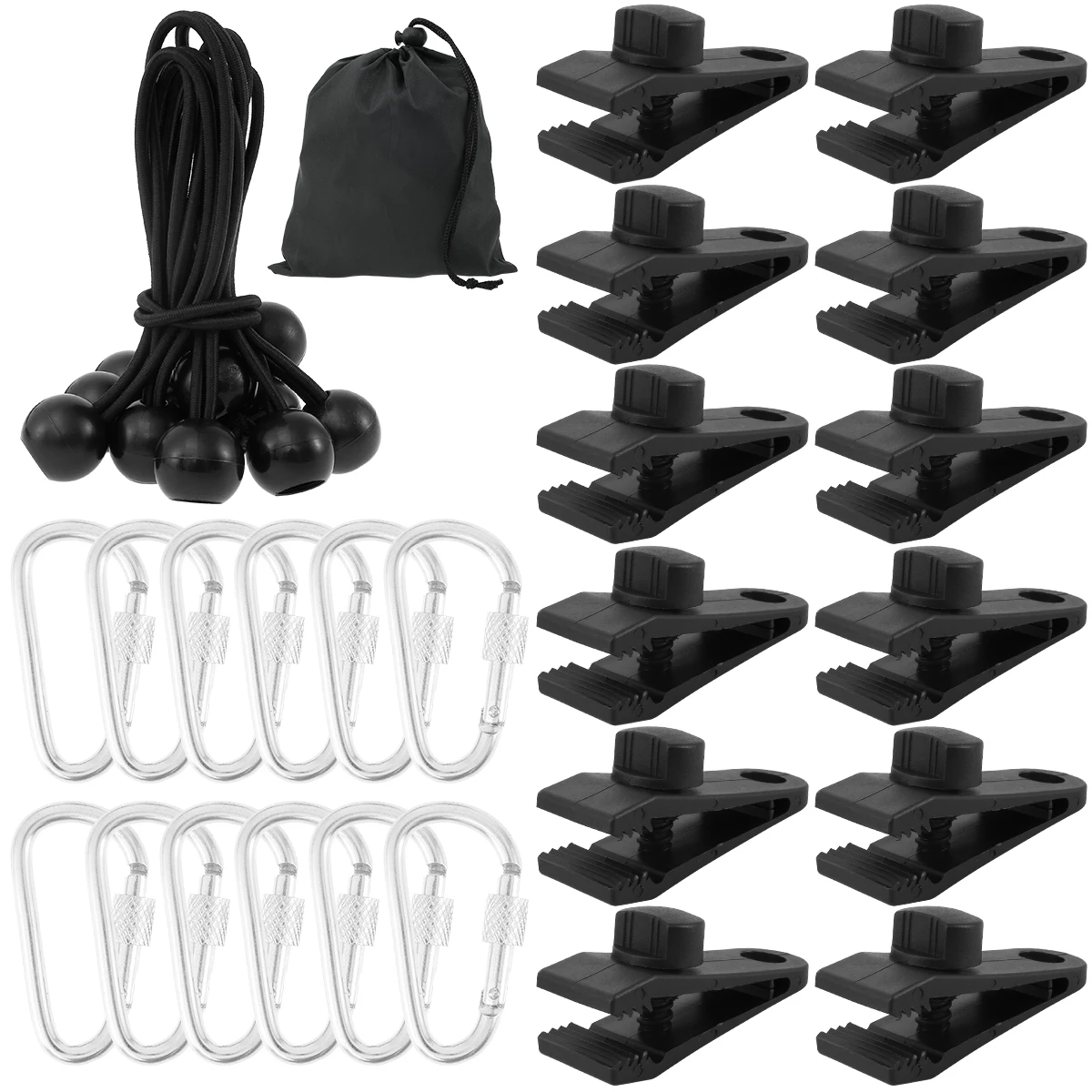 12pcs Tarp Tent Clip Setwith Bungee Ball &Carabiner Camping Tent Clamp Clip Tarp Awning Clamp Reusable Tent Fastener Clip Holder
12pcs Tarp Tent Clip Setwith Bungee Ball &Carabiner Camping Tent Clamp Clip Tarp Awning Clamp Reusable Tent Fastener Clip Holder