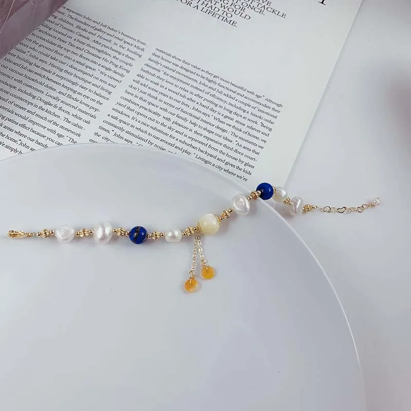 Natural Blue Sodalite Freshwater Pearl 14K Gold Filled Beaded Bracelet 2021 Fashion Style
Natural Blue Sodalite Freshwater Pearl 14K Gold Filled Beaded Bracelet 2021 Fashion Style