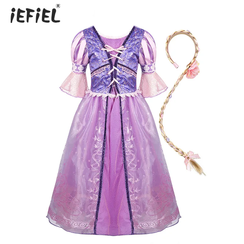 Kids Girls Short Puff Sleeves Glittery Fairy Tale Princess Dress for Halloween Party Cosplay Costume Fancy Dress with Long Braid
Kids Girls Short Puff Sleeves Glittery Fairy Tale Princess Dress for Halloween Party Cosplay Costume Fancy Dress with Long Braid