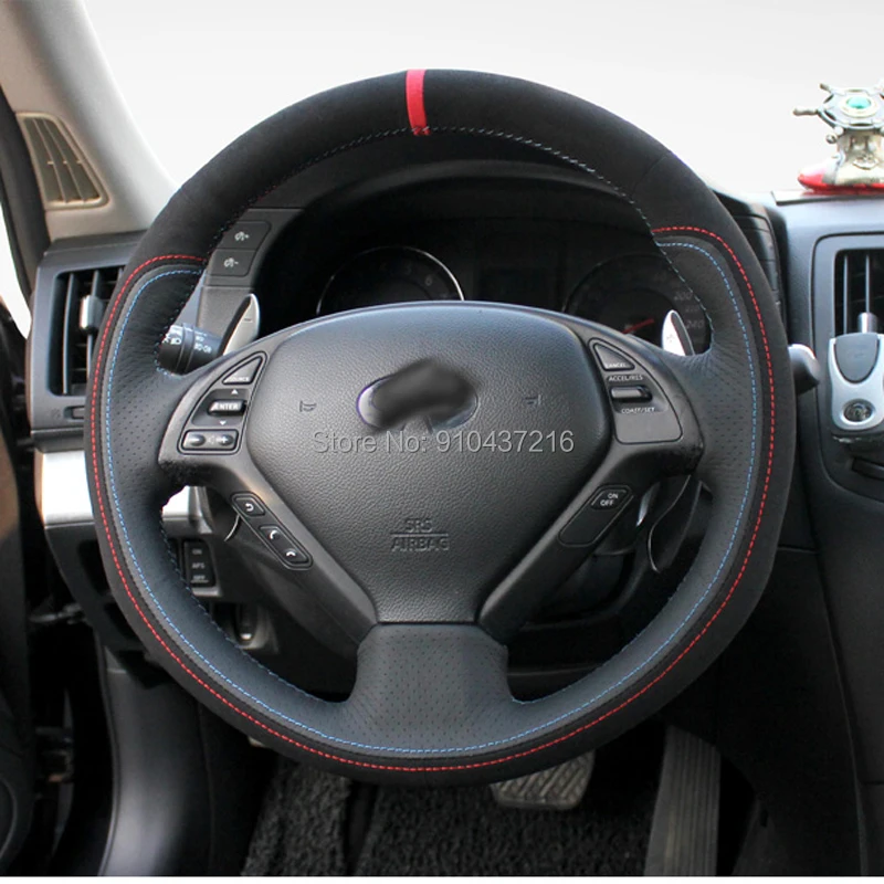 Накидка на руль для Infiniti G25 G37 EX25, черная перфорированная замша, кожа, Ручное шитье
Накидка на руль для Infiniti G25 G37 EX25, черная перфорированная замша, кожа, Ручное шитье