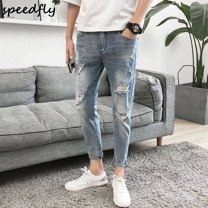 Mens Cool Designer Brand Blue Jeans Skinny Ripped Destroyed Stretch Slim Fit Hop Hop Pants With Holes For Men Clothes 2021
Mens Cool Designer Brand Blue Jeans Skinny Ripped Destroyed Stretch Slim Fit Hop Hop Pants With Holes For Men Clothes 2021