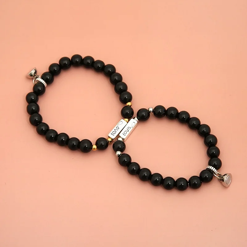 2pcs/set Charm Magnetic Couple Bracelets Obsidian Stone Beads Bracelet for Lover Magnet Jewelry Distance Valentine's Day Gift
2pcs/set Charm Magnetic Couple Bracelets Obsidian Stone Beads Bracelet for Lover Magnet Jewelry Distance Valentine's Day Gift