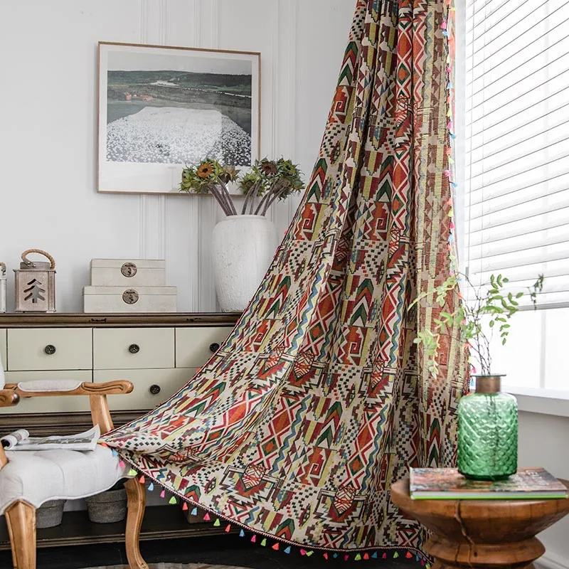 Bohemian Colorful Geometric Yarn-dyed Jacquard Curtain with Tassels Farmhouse Window Drapes for Bedroom Living Room Decor TJ6872
Bohemian Colorful Geometric Yarn-dyed Jacquard Curtain with Tassels Farmhouse Window Drapes for Bedroom Living Room Decor TJ6872