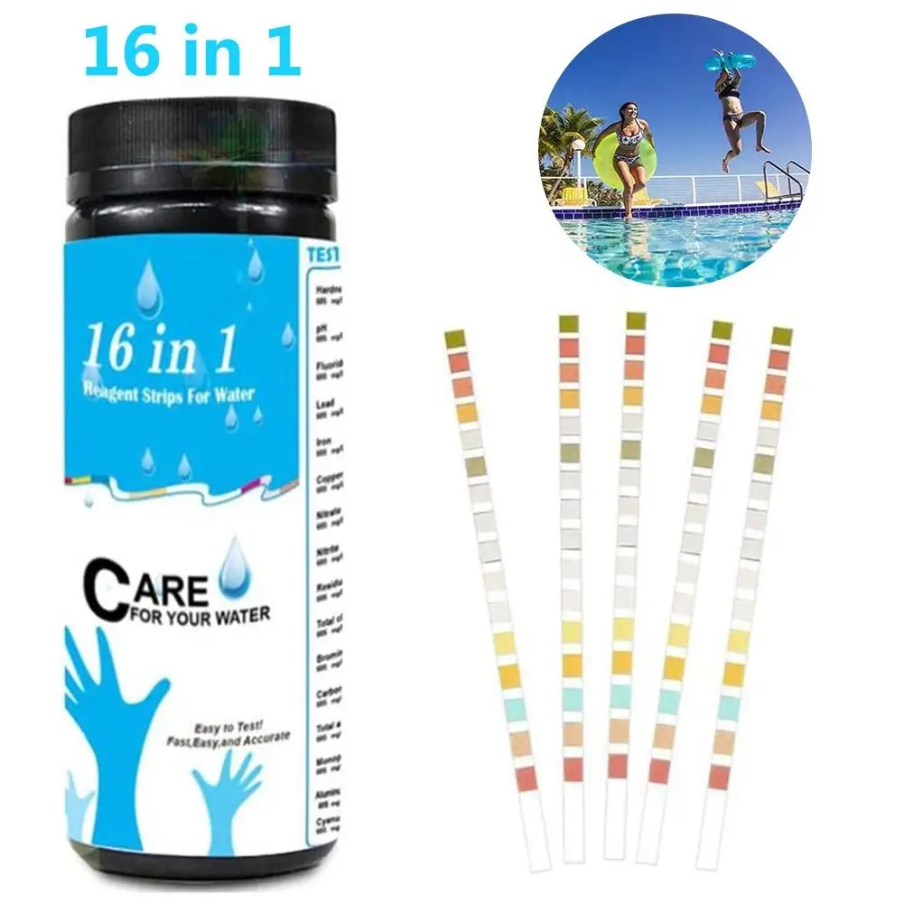 100Pcs 16-In-1 Swimming Pool Test Paper Residual Chlorine Anti-VC PH Value Alkalinity Hardness Test Strip Bottle Tub Water Quali
100Pcs 16-In-1 Swimming Pool Test Paper Residual Chlorine Anti-VC PH Value Alkalinity Hardness Test Strip Bottle Tub Water Quali