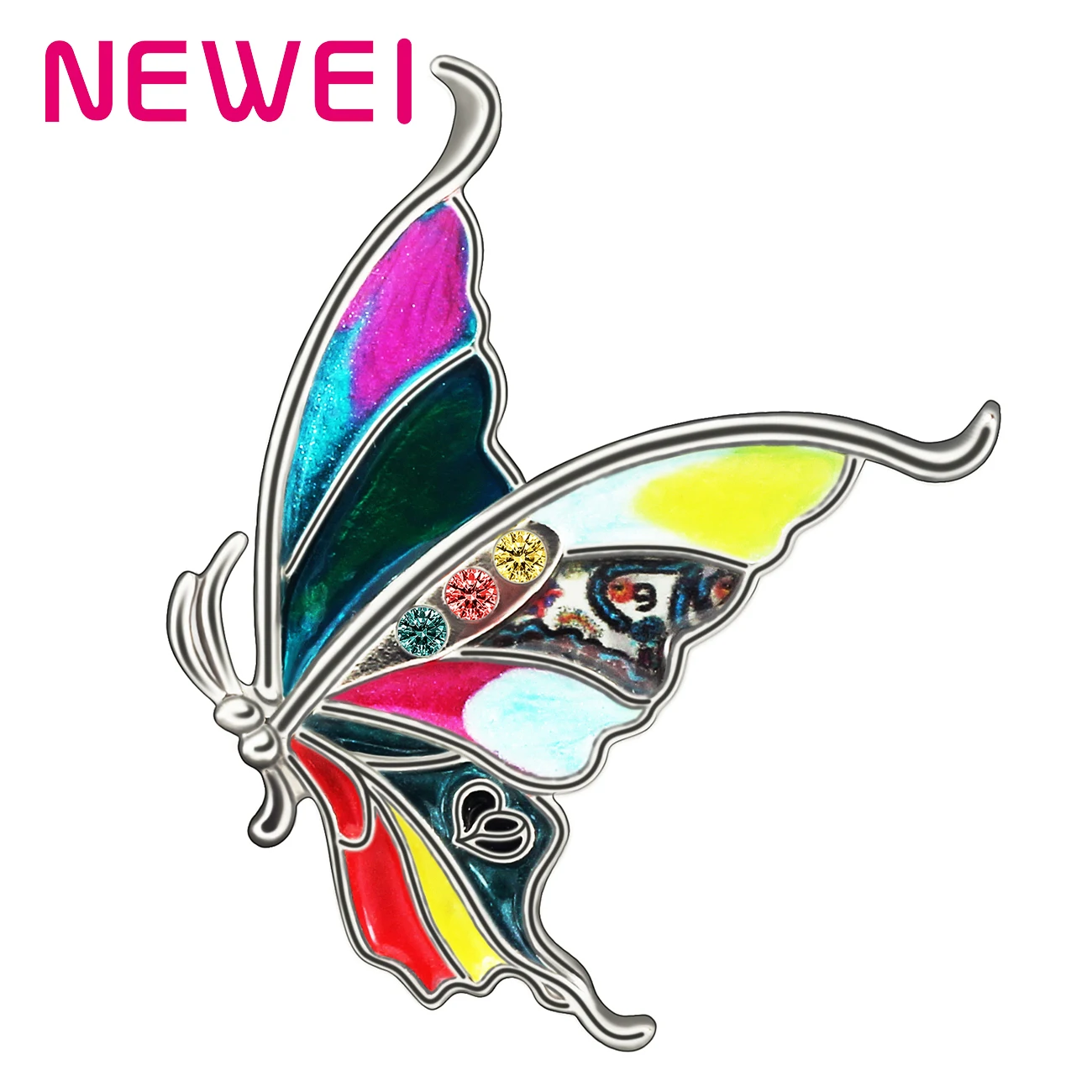 

NEWEI Spring Enamel Alloy Mental Floral Swallowtail Butterfly Brooches Fashion Pin Jewelry For Women Teens Girls Charms Gifts