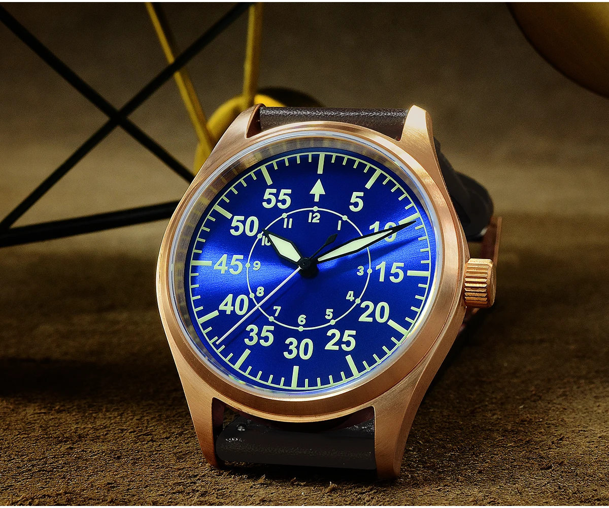 San Martin Men's Mechanical Watches Bronze Pilot Water Resistant Military Retro Watch Sapphire Crystal Luminous
San Martin Men's Mechanical Watches Bronze Pilot Water Resistant Military Retro Watch Sapphire Crystal Luminous