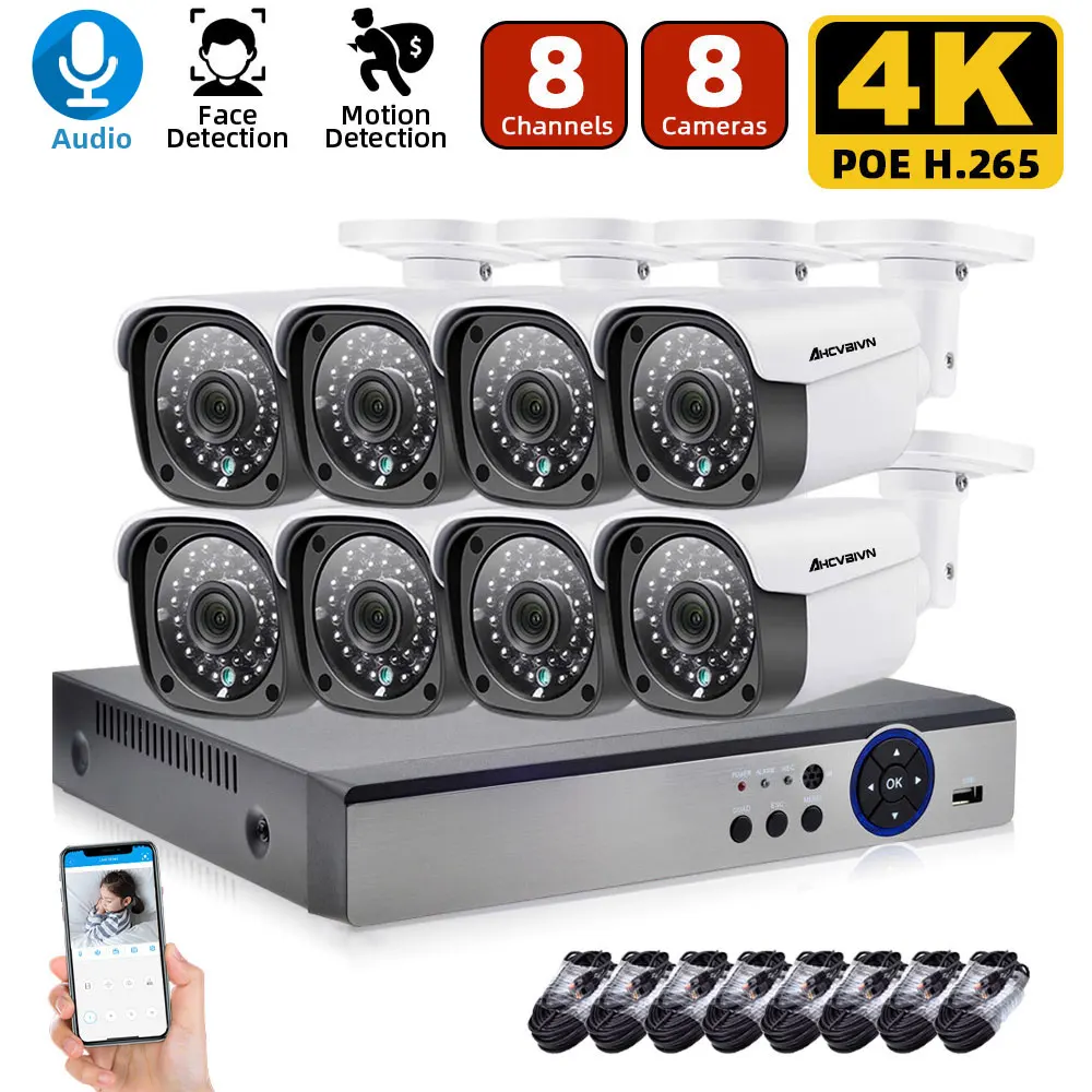 4K Ultra HD 16CH 8MP NVR POE CCTV Camera Security System Kit Audio AI 4pcs/8pcs IP Camera Outdoor Night Vision Surveillance Set
4K Ultra HD 16CH 8MP NVR POE CCTV Camera Security System Kit Audio AI 4pcs/8pcs IP Camera Outdoor Night Vision Surveillance Set