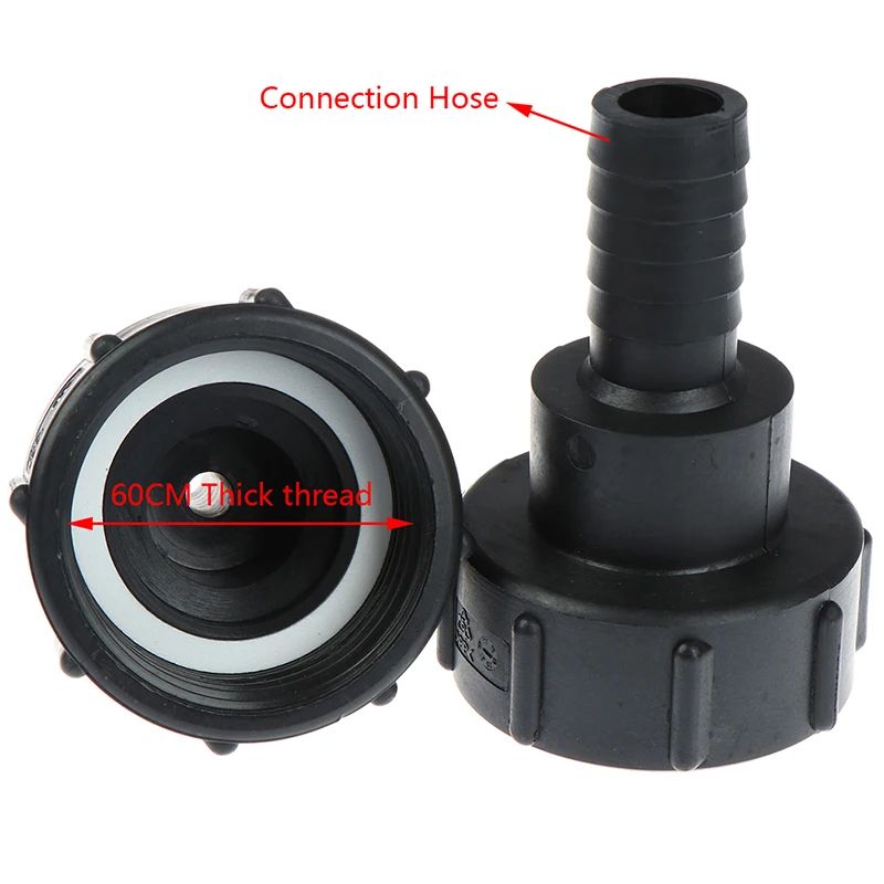 1 Piece Black IBC ToteTank Valve Adapter 2.36IN Coarse Thread Adapter Chemica Barrel Accessory High Quality