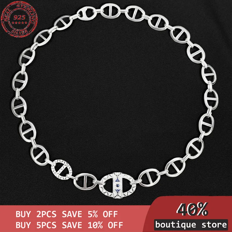 Silver necklace sterling s925, pig intermittent, nose, women's fashions, luxurious, Monaco jewelry 
Silver necklace sterling s925, pig intermittent, nose, women's fashions, luxurious, Monaco jewelry