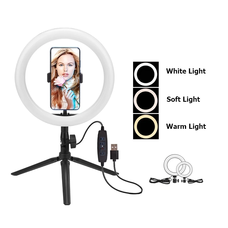 6/10 Inch Dimmable Photography LED Selfie Ring Light USB Charger Youtube Video Live Photo Studio Light Phone Holder Mini Tripod
6/10 Inch Dimmable Photography LED Selfie Ring Light USB Charger Youtube Video Live Photo Studio Light Phone Holder Mini Tripod