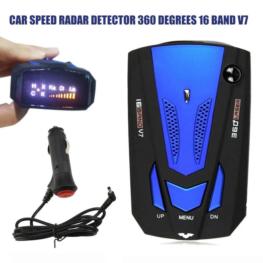 

1pc Car Radar Detector 16 Band Voice Alert V7 Anti Speed Radar Signal Detection LED Display 360 Degrees Car Speed Testing System