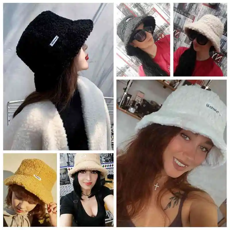 Lamb Wool Letter Women Bucket Hat Solid Color Autumn Winter Fisherman's Hats for Ladies Keep Warm Casual Cap Female Flat Top Hat
Lamb Wool Letter Women Bucket Hat Solid Color Autumn Winter Fisherman's Hats for Ladies Keep Warm Casual Cap Female Flat Top Hat