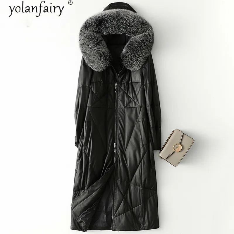 Genuine Leather Jacket Women Long Winter Sheepskin Coat Female Fox Fur Collar Warm Down Jackets Woman Clothes 2020 Femme Veste
Genuine Leather Jacket Women Long Winter Sheepskin Coat Female Fox Fur Collar Warm Down Jackets Woman Clothes 2020 Femme Veste
