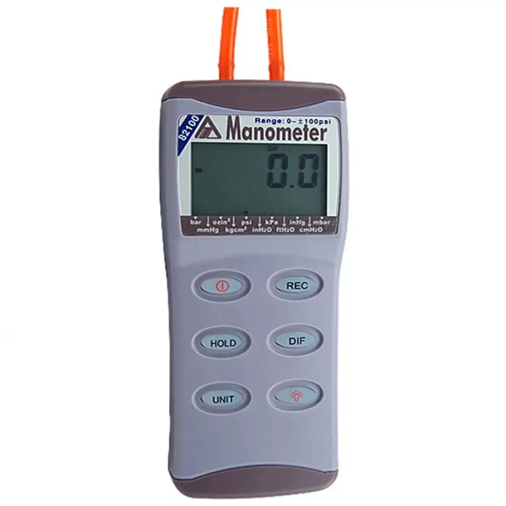 Цифровой манометр AZ82100 на 100 фунтов кв. дюйм измеряет дифференциальное давление
