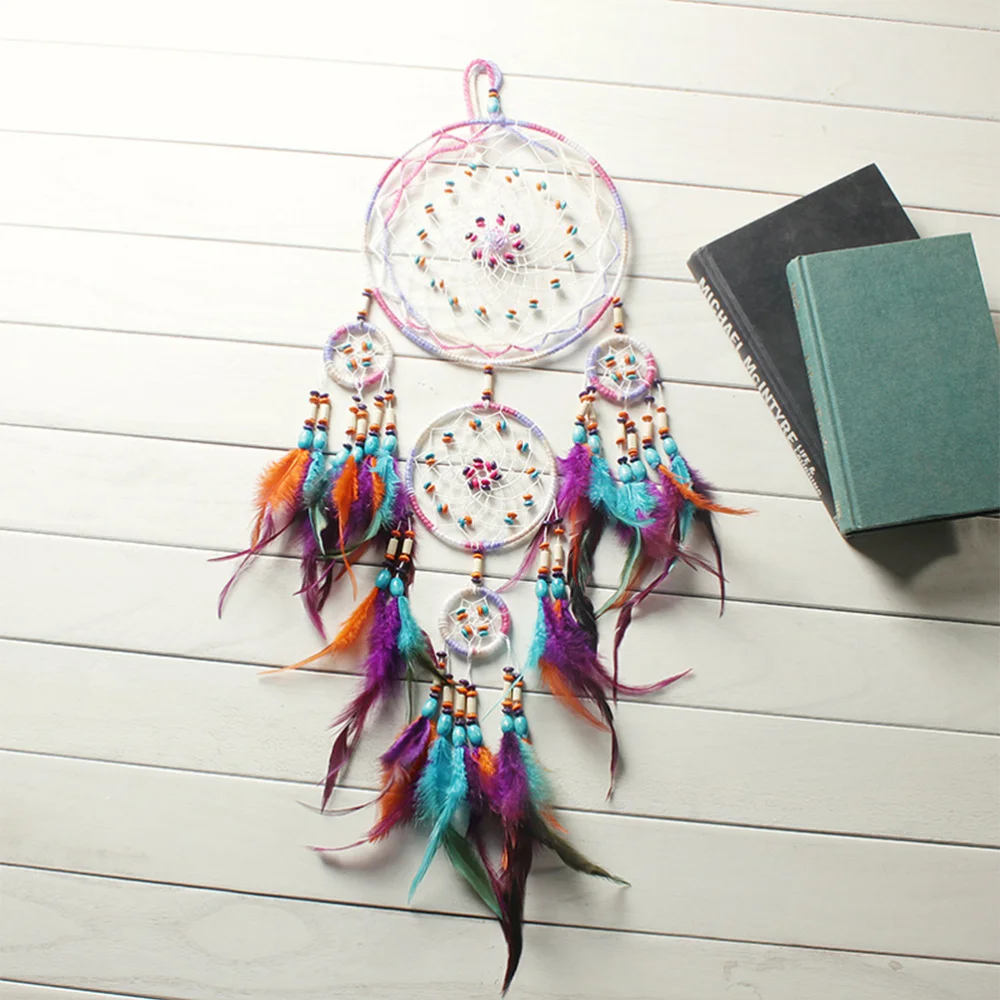 Pure Handicraft Wind Chimes Five Ring Dream Catcher Pendant Creative Gifts Home Wall Decoration Middle Flower Random Color
Pure Handicraft Wind Chimes Five Ring Dream Catcher Pendant Creative Gifts Home Wall Decoration Middle Flower Random Color