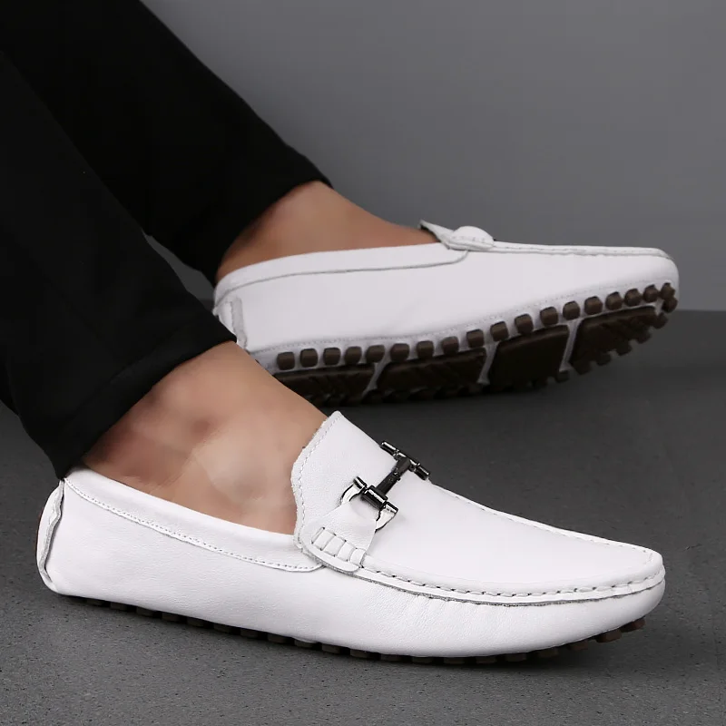 

Plus size 37-47 High Quality Moccasins Mens Genuine Leather Loafers Men Slip On Driving Shoes Male Moccasin Gommino Boat Shoes