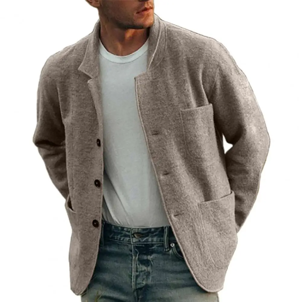 Men Coat Solid Color Single-breasted Casual Stand Collar Winter Mens Jacket for Daily Wear
Men Coat Solid Color Single-breasted Casual Stand Collar Winter Mens Jacket for Daily Wear