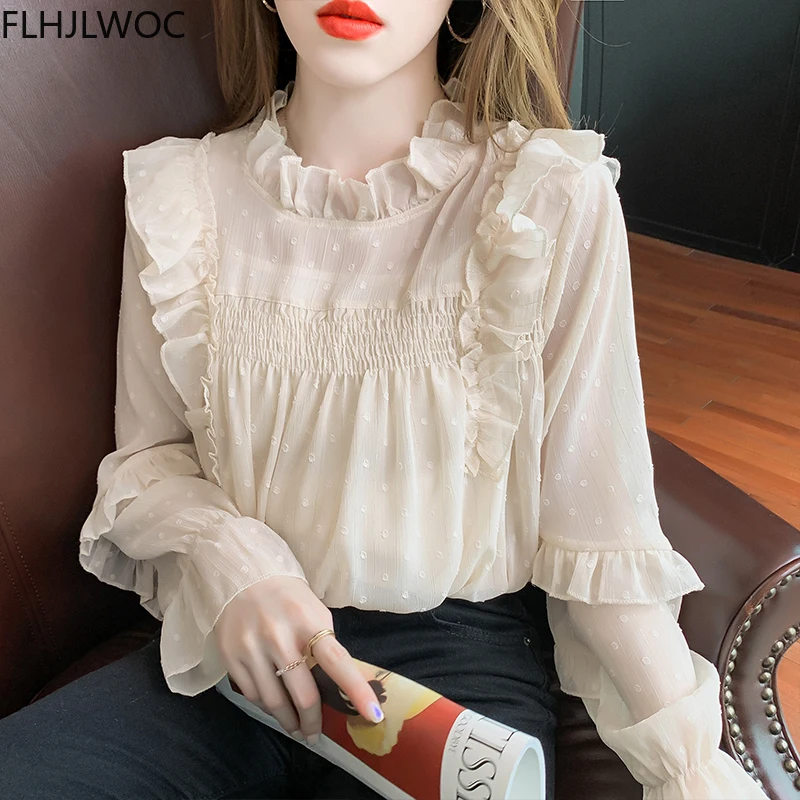 Ruffled Tops Blusas Fashion Women Hot Sales Design Cute Sweet Girls Dot Shirts Blouses
Ruffled Tops Blusas Fashion Women Hot Sales Design Cute Sweet Girls Dot Shirts Blouses