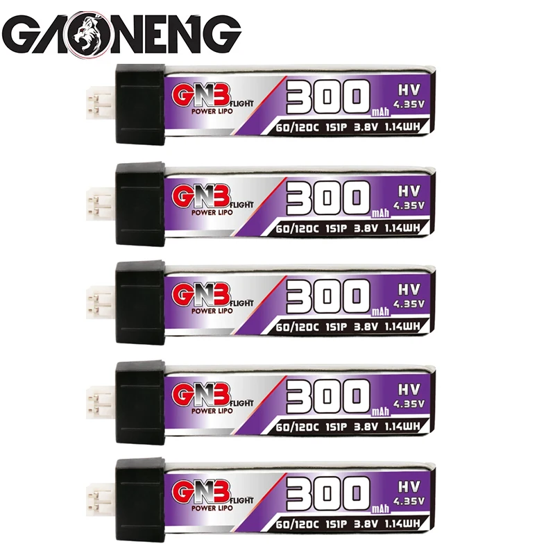 5 шт. аккумуляторы Gaoneng GNB 300 мАч 1S 3 8 в 60C/120C FPV разъем PH2.0 без провода 4 35 Lipo