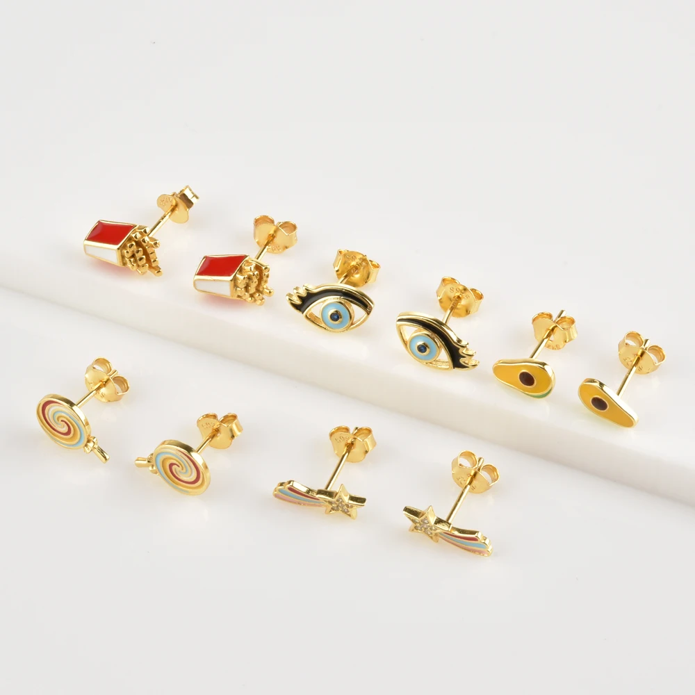 Sterling Silver Gold Avocado Lollipop Stud Earring Piercing Potato Chips Pendientes Fine Jewelry Rainbow Star Eye 2021 silver
Sterling Silver Gold Avocado Lollipop Stud Earring Piercing Potato Chips Pendientes Fine Jewelry Rainbow Star Eye 2021 silver