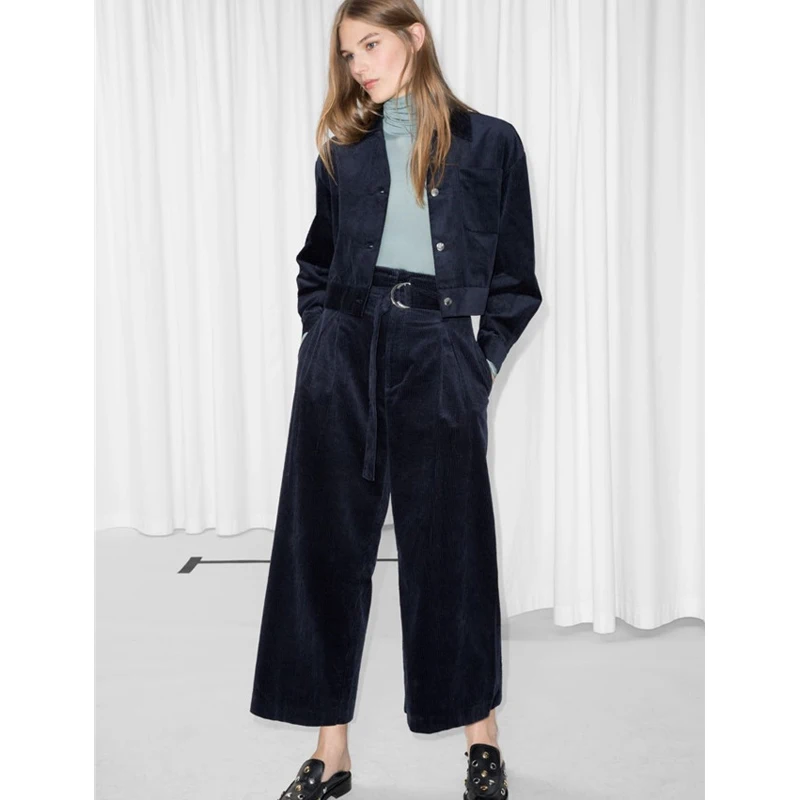 AEL Corduroy Women Wide Leg Nine Points Pants High Waist Elegant Loose Casual Female Trousers With Belt Autumn Winter 2019 Multi
AEL Corduroy Women Wide Leg Nine Points Pants High Waist Elegant Loose Casual Female Trousers With Belt Autumn Winter 2019 Multi