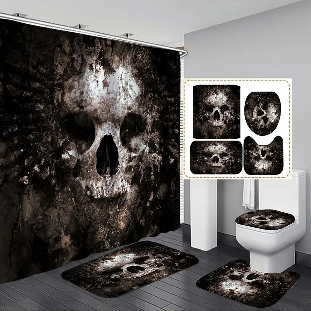 4pcs/Set Hallloween Skull Bathroom Mat Set Toilet Seat Cover Fashion Cartoon Toilet Seat Cushion Creative New Carpets
4pcs/Set Hallloween Skull Bathroom Mat Set Toilet Seat Cover Fashion Cartoon Toilet Seat Cushion Creative New Carpets