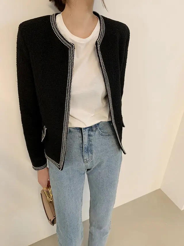 Tweed Weave Plaid Black Jacket Women's Jacket Casual Elegant Retro Crop Tops Streetwear Chic Office Ladies Clothing Veste Femme
Tweed Weave Plaid Black Jacket Women's Jacket Casual Elegant Retro Crop Tops Streetwear Chic Office Ladies Clothing Veste Femme