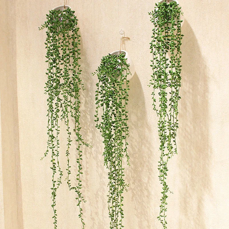 

Artificial Succulents Pearls Fleshy Green Vine Flowers Hanging Rattan Wall Simulation Flower Lover Tears Succulent Plants