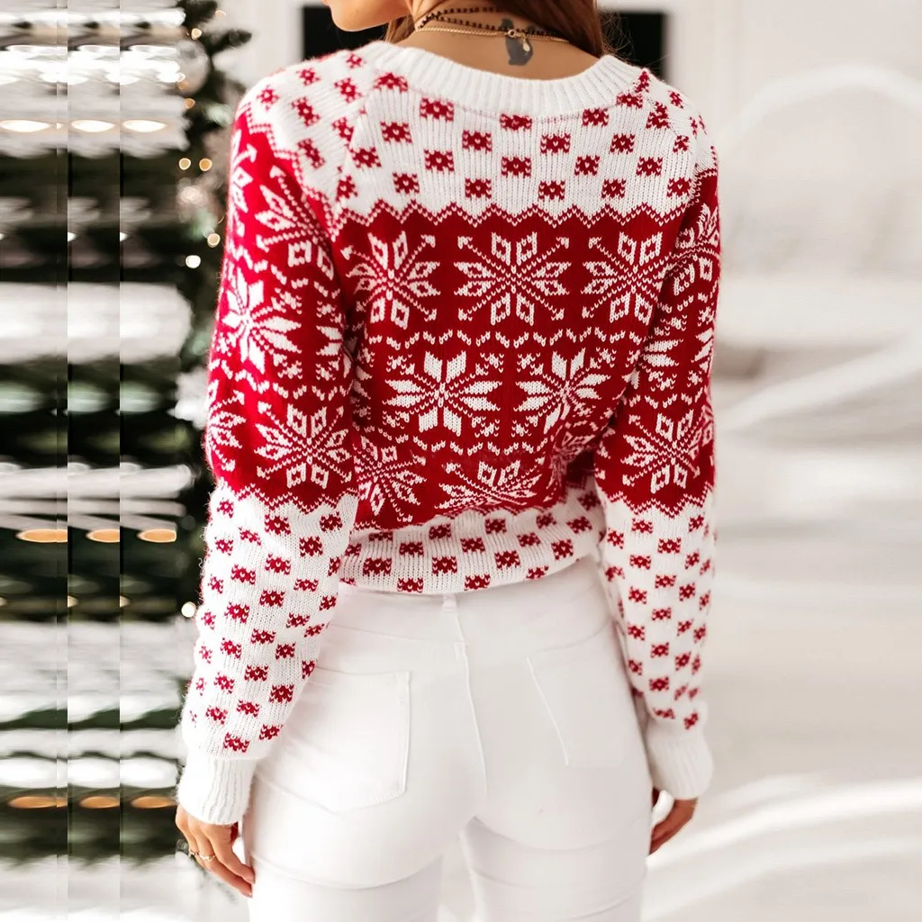 Women Autumn O Neck Long Sleeve Sweater Tops Loose Knit Pullover Sexy Tops Elk Snowflake Christmas Xmas Pullover Sweater #98
Women Autumn O Neck Long Sleeve Sweater Tops Loose Knit Pullover Sexy Tops Elk Snowflake Christmas Xmas Pullover Sweater #98