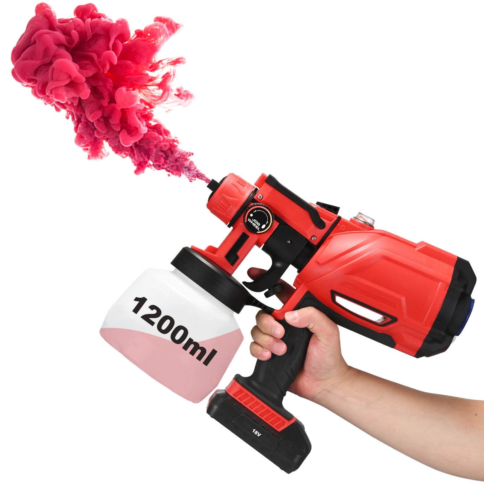 Cordless Electric HVLP Spray Gun With Lighting Shoulder Strap Adjustable Valve Knobs Flow Control 1200ml Removable Container New 
Cordless Electric HVLP Spray Gun With Lighting Shoulder Strap Adjustable Valve Knobs Flow Control 1200ml Removable Container New