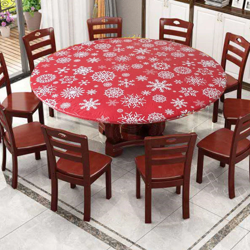 2 Sizes Christmas Round Fitted Tablecloth Snowflake Christmas Elastic Lucky Red Dining Table Cover Easy To Clean Protector 
2 Sizes Christmas Round Fitted Tablecloth Snowflake Christmas Elastic Lucky Red Dining Table Cover Easy To Clean Protector