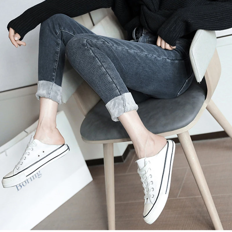 high waist 2021 autumn and winter new all-match jeans women Plus velvet thick skinny straight pants
high waist 2021 autumn and winter new all-match jeans women Plus velvet thick skinny straight pants