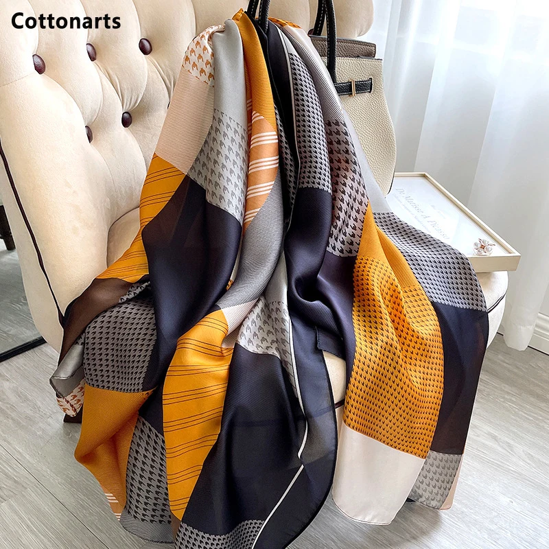 180*90cm Silk Scarf Foulard Bandana Fashion Stitching Long Lrage Shawls Wraps Winter Neck Scarves Muffler Beach Sunscreen Pareo
180*90cm Silk Scarf Foulard Bandana Fashion Stitching Long Lrage Shawls Wraps Winter Neck Scarves Muffler Beach Sunscreen Pareo